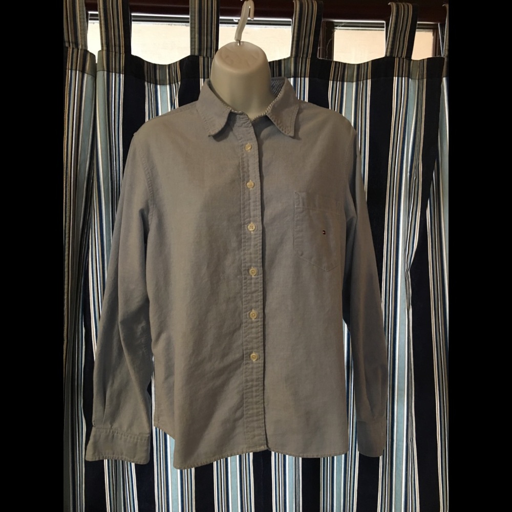 Tommy Hilfiger Collar Long Sleeve Blue Shirt Sz 12
